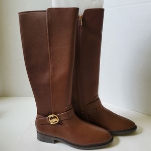 Coach Farrah leather women's boots zip up walnut color size 9.5 new